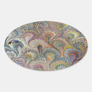 Peacock Bouquet Oval Sticker