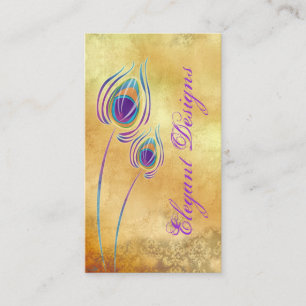 Peacock Business Purple Cream Vintage Damask Card