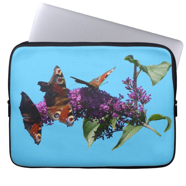 Peacock Butterflies on Buddleja Electronics Bag (Front)