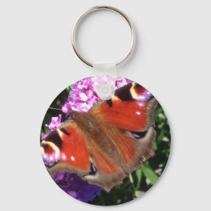 Peacock Butterfly and Buddleia Key Ring