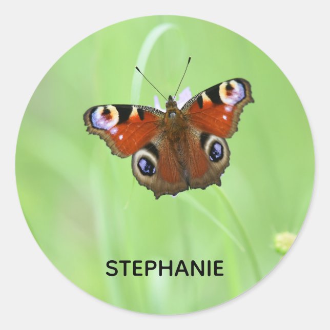 Peacock Butterfly Classic Round Sticker (Front)