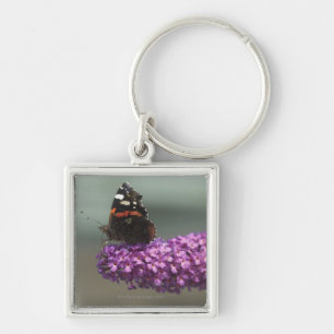 Peacock butterfly on flower key ring