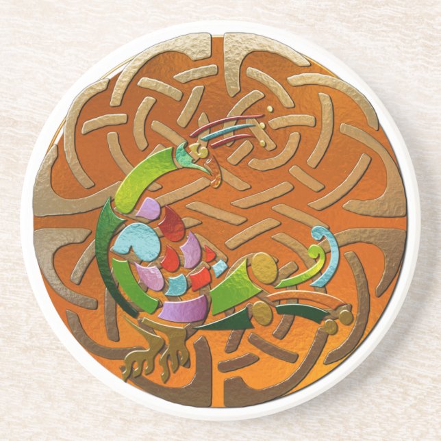 Peacock Celtic Deco Jewelled Coaster (Front)