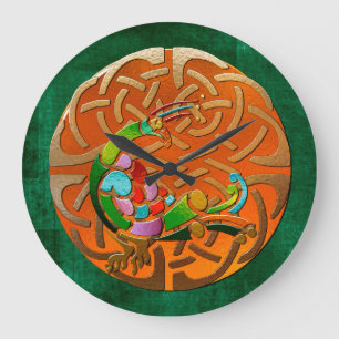 Peacock Celtic Deco Jewelled Large Clock