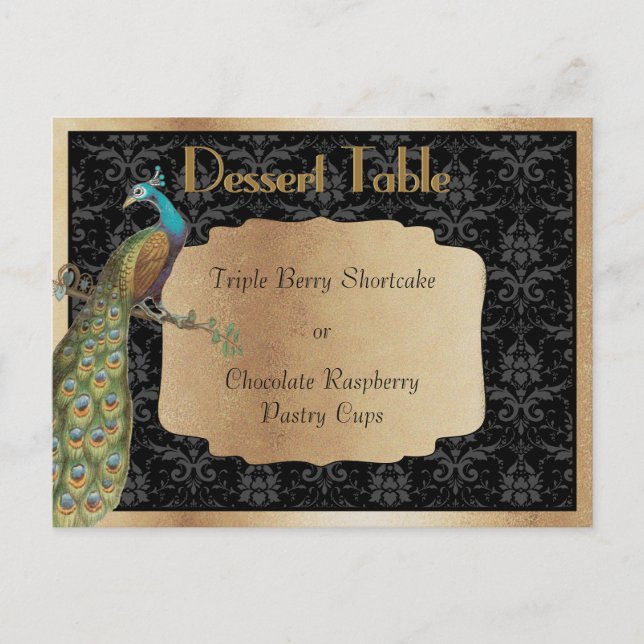 Peacock Champagne Dessert Candy Buffet Table Sign Postcard (Front)