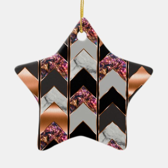 Peacock Chevron Ceramic Ornament