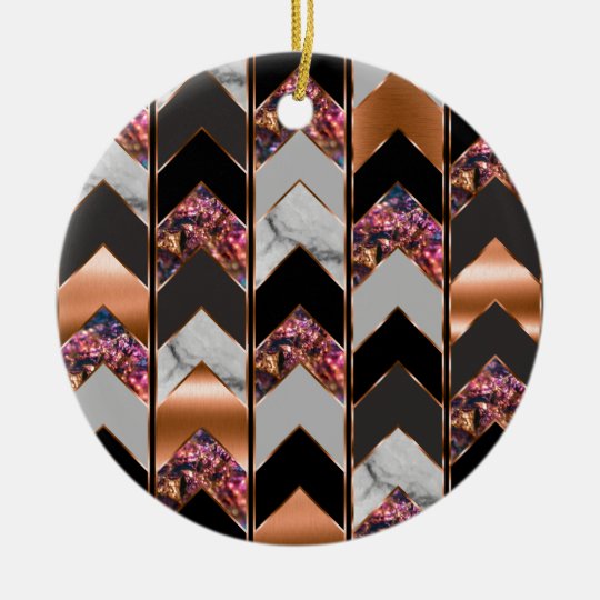 Peacock Chevron Ceramic Ornament