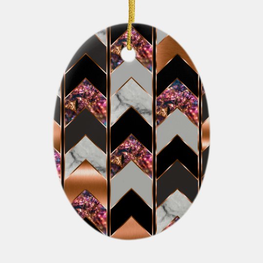 Peacock Chevron Ceramic Ornament