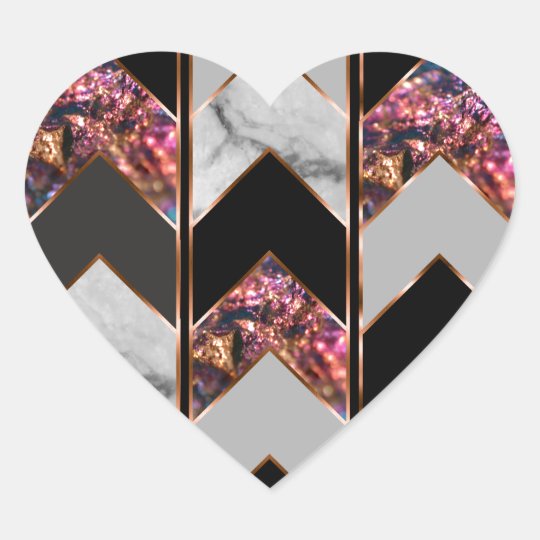 Peacock Chevron Heart Sticker