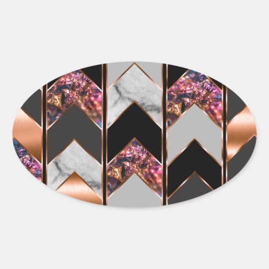 Peacock Chevron Oval Sticker