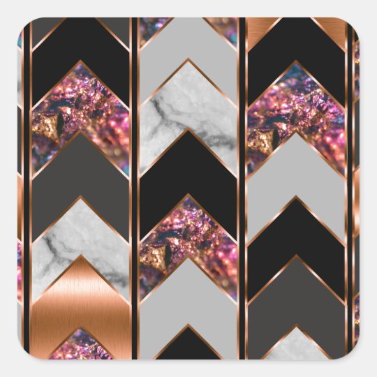 Peacock Chevron Square Sticker