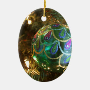 Peacock Christmas Ceramic Ornament
