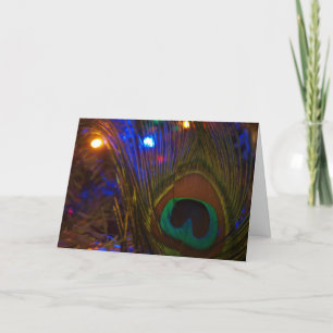 Peacock Christmas Feather Holiday Card