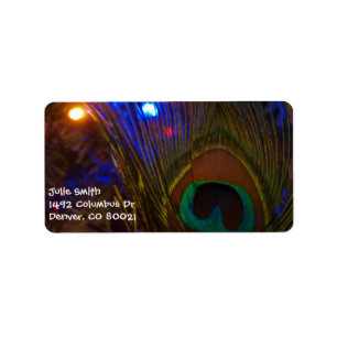 Peacock Christmas Feather Label