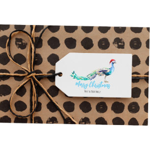 Peacock Christmas Gift Tag Personalised