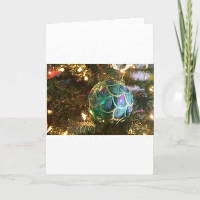 Peacock Christmas Holiday Card (Front)