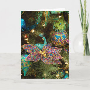 Peacock Christmas Holiday Tree Card