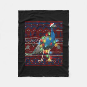 Peacock Christmas Lights Ugly Sweater Goat Lover Fleece Blanket