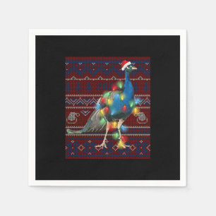 Peacock Christmas Lights Ugly Sweater Goat Lover Napkin