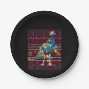 Peacock Christmas Lights Ugly Sweater Goat Lover Paper Plate