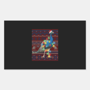 Peacock Christmas Lights Ugly Sweater Goat Lover Rectangular Sticker