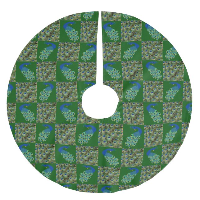 Peacock Christmas Tree Skirt (Front)