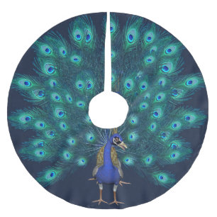PEACOCK Christmas TREE Skirt Decoration Feathers