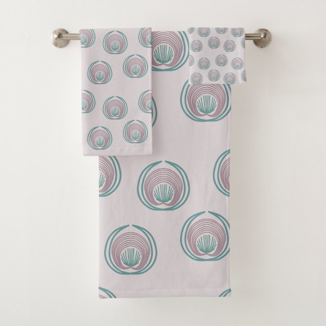 Peacock Circles  Bath Towel Set (Insitu)