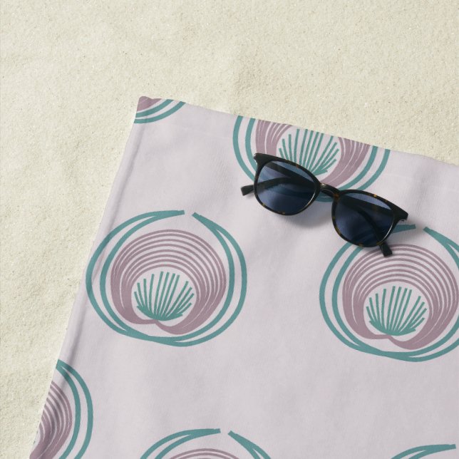Peacock Circles  Beach Towel (In Situ)