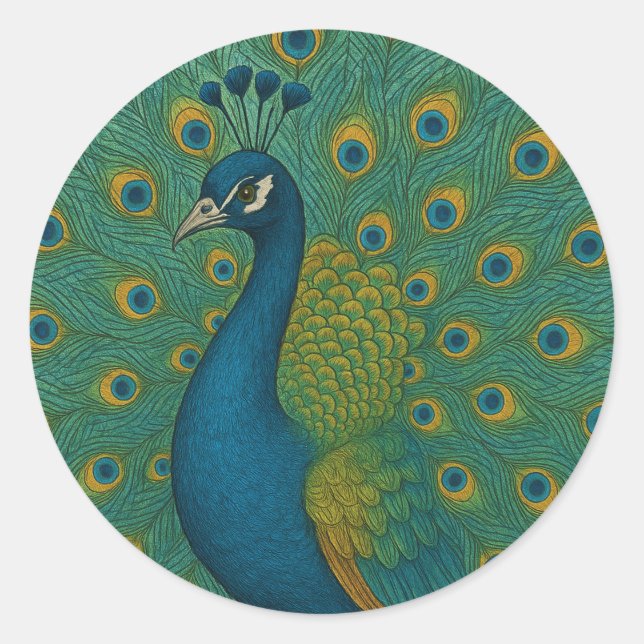 Peacock                                            classic round sticker (Front)