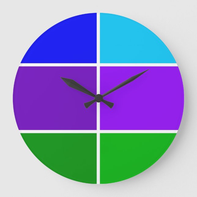 Peacock Color Geometric Blocks Large Clock (Front)