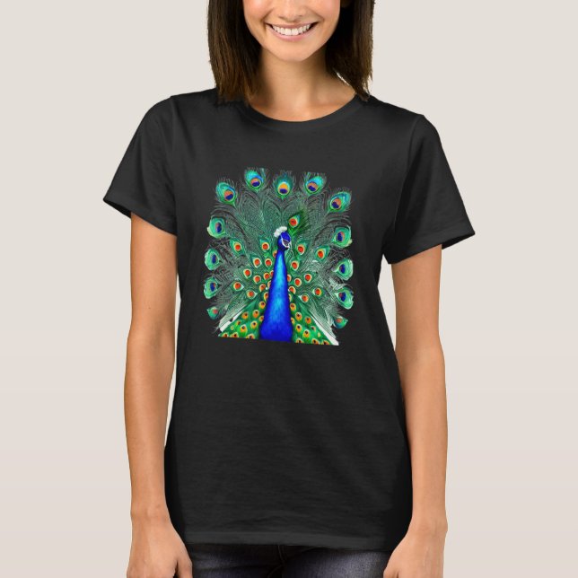 Peacock Colorful Feather Attire Beautiful Bird Ill T-Shirt (Front)