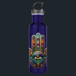 Peacock Colors Hamsa w/ Gold Third Eye 710 Ml Water Bottle<br><div class="desc">You are viewing The Lee Hiller Photography Art and Designs Collection of Home and Office Decor,  Apparel,  Gifts and Collectibles. The Designs include Lee Hiller Photography and Mixed Media Digital Art Collection. You can view her Nature photography at http://HikeOurPlanet.com/ and follow her hiking blog within Hot Springs National Park.</div>