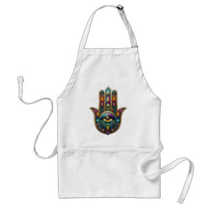 Peacock Colors Hamsa w/ Gold Third Eye Standard Apron