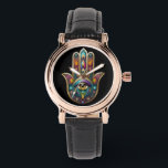 Peacock Colors Hamsa w/ Gold Third Eye Watch<br><div class="desc">You are viewing The Lee Hiller Photography Art and Designs Collection of Home and Office Decor,  Apparel,  Gifts and Collectibles. The Designs include Lee Hiller Photography and Mixed Media Digital Art Collection. You can view her Nature photography at http://HikeOurPlanet.com/ and follow her hiking blog within Hot Springs National Park.</div>