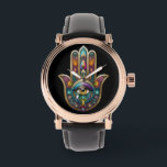 Peacock Colors Hamsa w/ Gold Third Eye Watch<br><div class="desc">You are viewing The Lee Hiller Photography Art and Designs Collection of Home and Office Decor,  Apparel,  Gifts and Collectibles. The Designs include Lee Hiller Photography and Mixed Media Digital Art Collection. You can view her Nature photography at http://HikeOurPlanet.com/ and follow her hiking blog within Hot Springs National Park.</div>