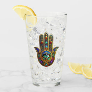 Peacock Colour Flower Petals Hamsa Green Third Eye Glass