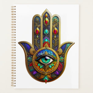 Peacock Colour Flower Petals Hamsa Green Third Eye Planner