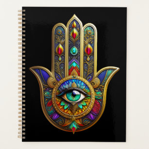 Peacock Colour Flower Petals Hamsa Green Third Eye Planner