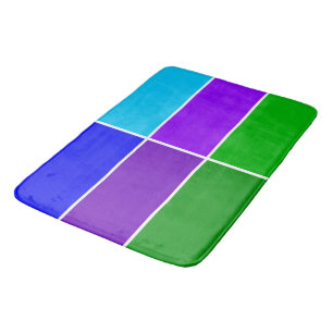 Peacock Colour Geometric Blocks Bath Mat