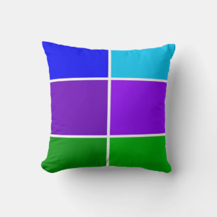 Peacock Colour Geometric Blocks Cushion