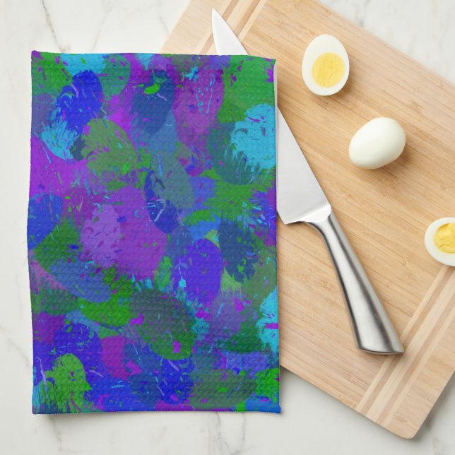 Peacock Colour Tea Towel (Quarter Fold)