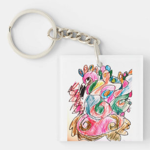 Peacock colourful key ring