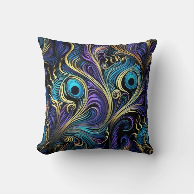 Peacock Colourful Pattern Cushion (Front)