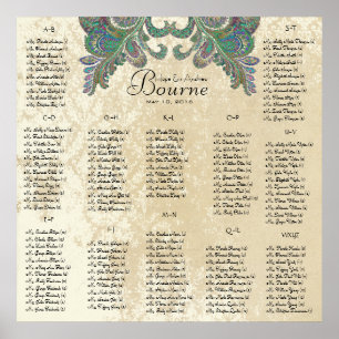 Peacock Colours - 100 to 150 guests - alphabetical Poster