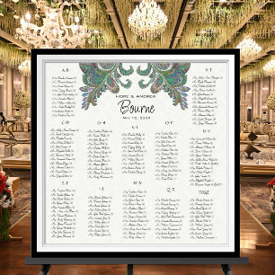 Peacock Colours - 100 to 150 guests - alphabetical Poster