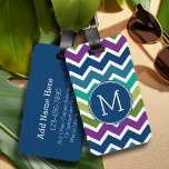 Peacock Colours Chevron Pattern Custom Monograms Luggage Tag<br><div class="desc">A popular design with modern Fall colours and an area to add your monogram or name. Trendy colours and patterns for your phone. If you need to adjust the monograms,  click on the customise button and make changes.</div>