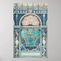 Peacock, Cranes, and Sunflowers Vintage Design