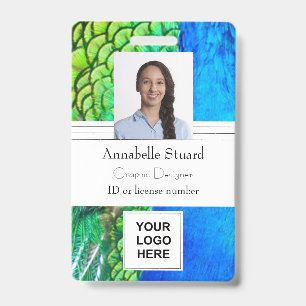 Peacock creative colourful artist company business ID badge