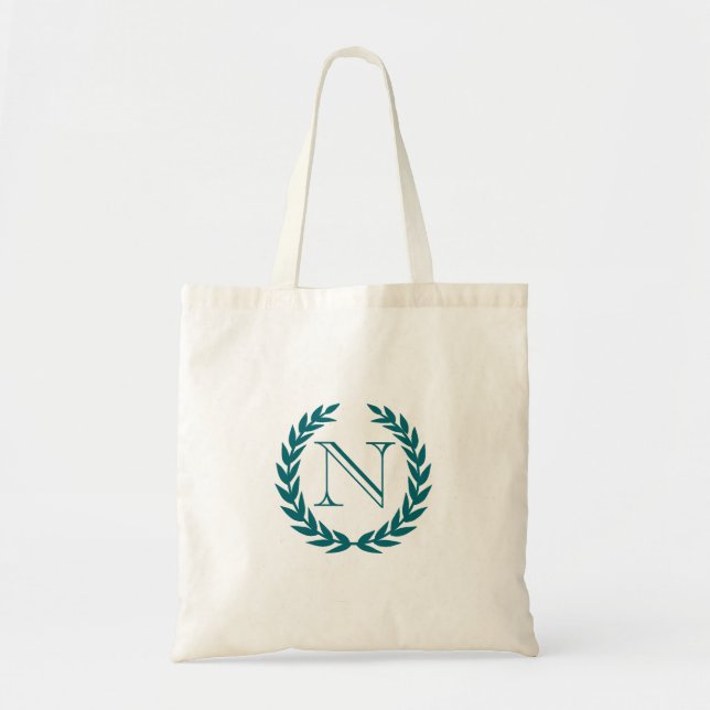 Peacock Crest Monogram Budget Tote Bag (Front)
